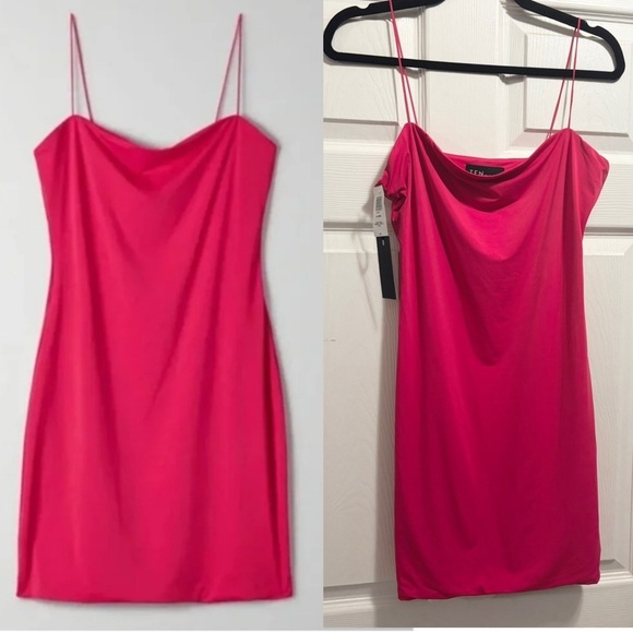 Babaton Dresses & Skirts - NWT Aritzia Ten By Babaton Illume Stretch Mini Dress Jazzy Red Large Brand New